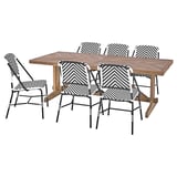 Sedie a fantasia chevron bianche e nere con tavolo in legno; NORRMANSÖ set da esterno.