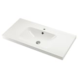 Lavello in ceramica bianca Orrsjon, forma quadrata, design elegante, foro per rubinetto singolo.