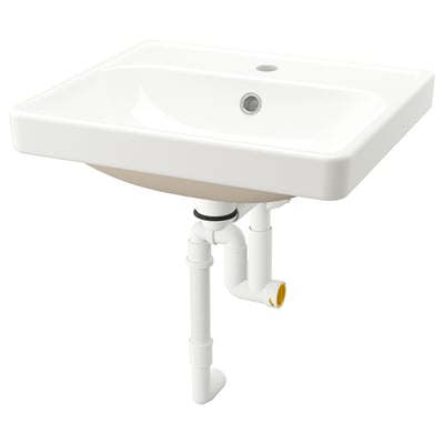 ORRSJÖN Lavabo da semincasso con sifone, bianco, 50x44 cm