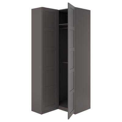 PAX / BERGSBO Guardaroba angolare, grigio scuro/grigio scuro, 111/88x236 cm
