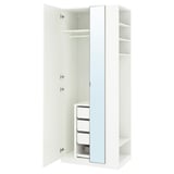 PAX / FORSAND/ÅHEIM Combinazione di guardaroba, bianco bianco/vetro a specchio bianco, 95x60x236 cm
