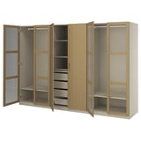 Armadio beige ikea PAX con ripiani e cassetti in rovere