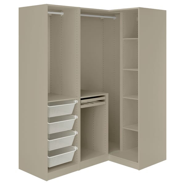PAX / TYSSEDAL Guardaroba angolare, grigio-beige/grigio-beige, 161/111x201 cm