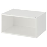Cubo a giorno PLATSA bianco, design minimalista, forma rettangolare, realizzato in truciolare e bordo in plastica.