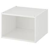 PLATSA: mensola a cubo bianco, design minimalista, assemblata da pannelli.