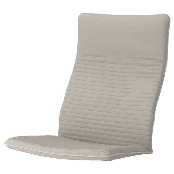Un cuscino per sedia POÄNG beige con un design testurizzato a coste per il massimo comfort e un look elegante. È morbido e realizzato in resistente tessuto di poliestere.