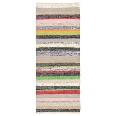 Tappeto RANGSTRUP intrecciato a mano, righe multicolori, cotone.