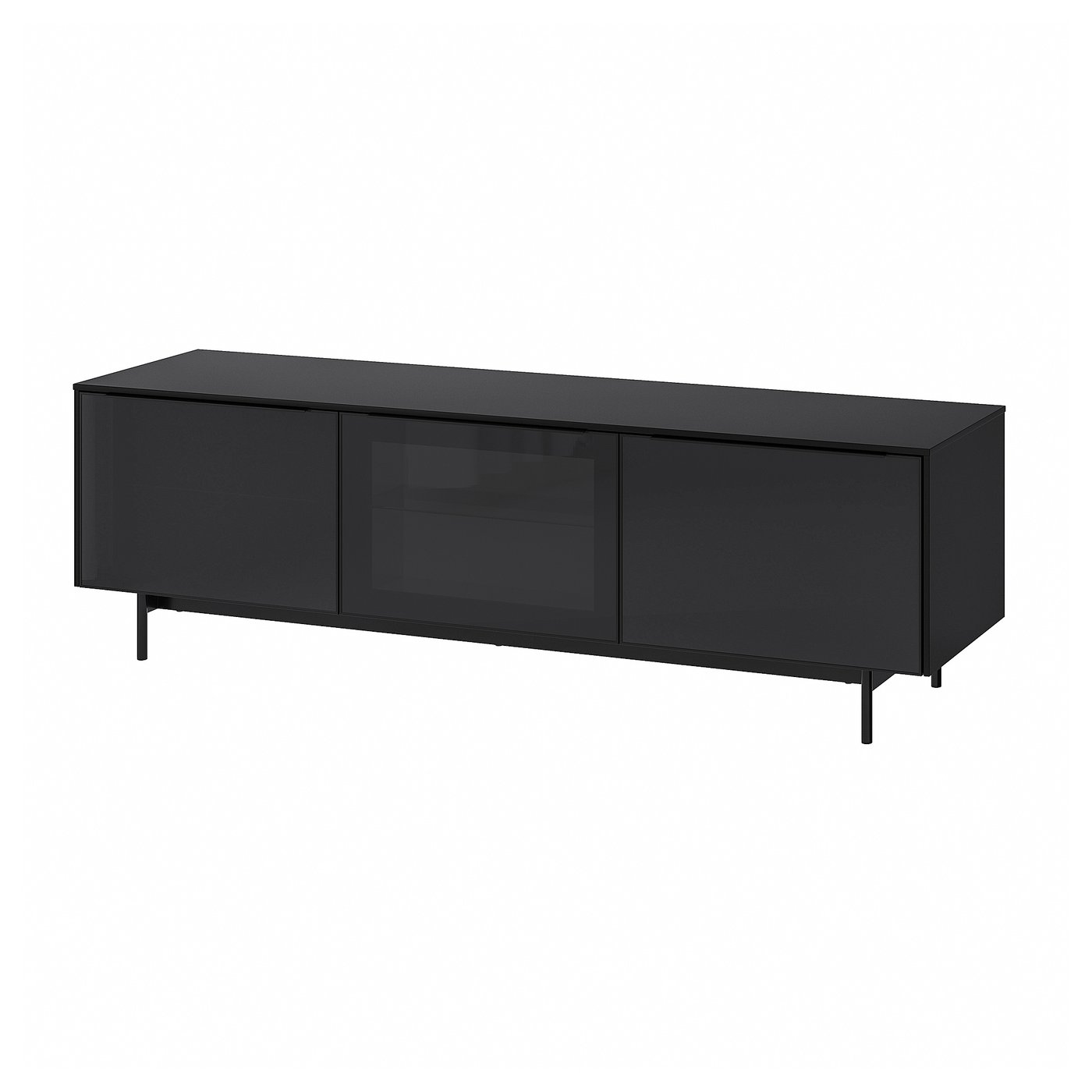 RANNÄS mobile TV con ante, nero/nero vetro, 178x42 cm IKEA Italia