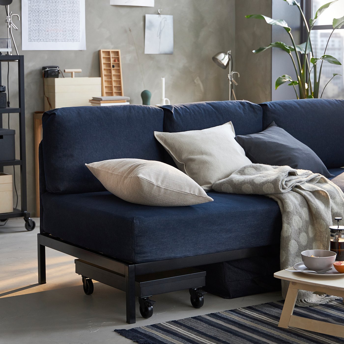 Ravaror Letto Divano Con 2 Materassi Blu Scuro Moshult Rigido Ikea It