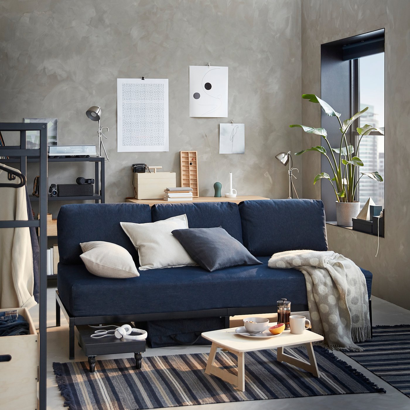 Ravaror Letto Divano Con 2 Materassi Blu Scuro Moshult Rigido Ikea It