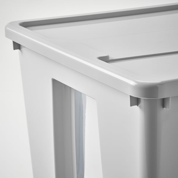 SAMLA Contenitore con coperchio, trasparente/grigio chiaro, 57x39x28 cm/45 l