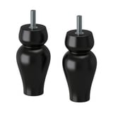 Due gambe cilindriche in legno nero con barre metalliche filettate sulla parte superiore.