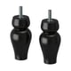Due gambe cilindriche in legno nero con barre metalliche filettate sulla parte superiore.