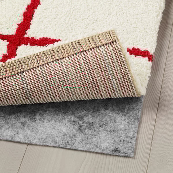 SIMESTED Tappeto, pelo lungo - bianco, rosso - IKEA