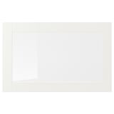 Armadio bianco SINDVIK con frontale in vetro trasparente, design semplice.