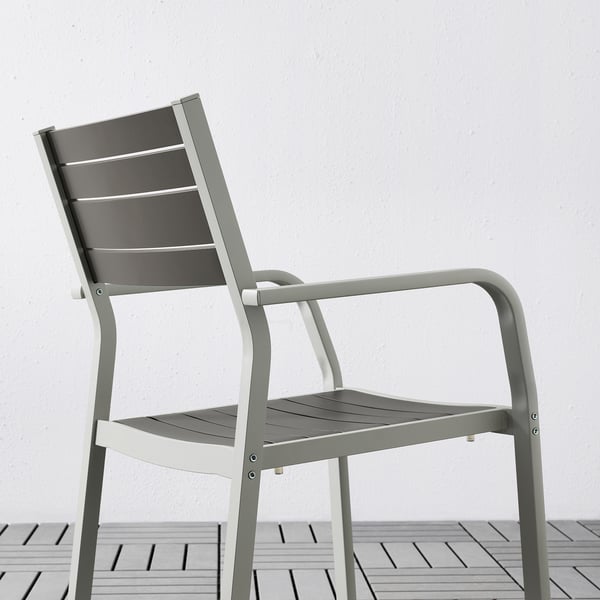Sjalland Sedia Con Braccioli Da Giardino Grigio Chiaro Grigio