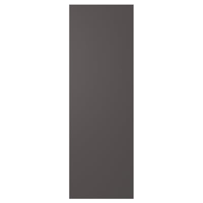 Una porta SKATVAL grigia, rettangolare, dal design semplice, realizzata con bordo in plastica e truciolare.