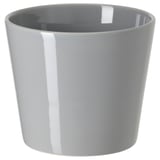 Fioriera rotonda in ceramica grigia; Design elegante e semplice per piante da interno/esterno.