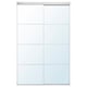Opzione: SKYTTA, un'elegante porta scorrevole in vetro bianco con telaio in alluminio. Un design moderno e minimalista.
