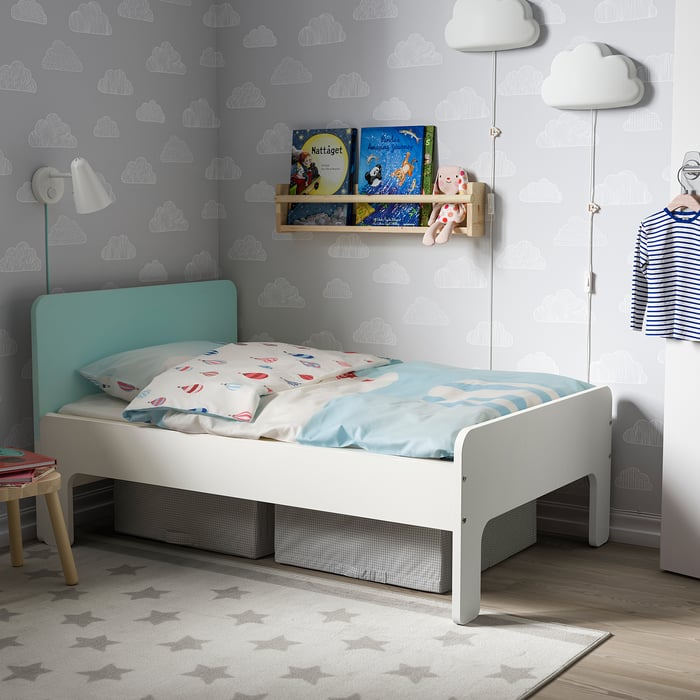 BDW Letto A Casa Per Bambini 80x160 Cm Con Materasso E Struttura In Legno Di Pino Bianco - Stile Cameretta