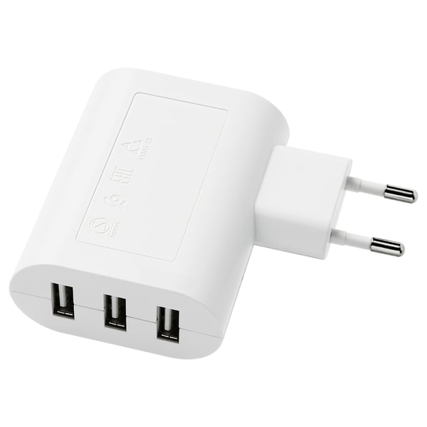 Caricatore USB a 3 porte SMÅHAGEL bianco.