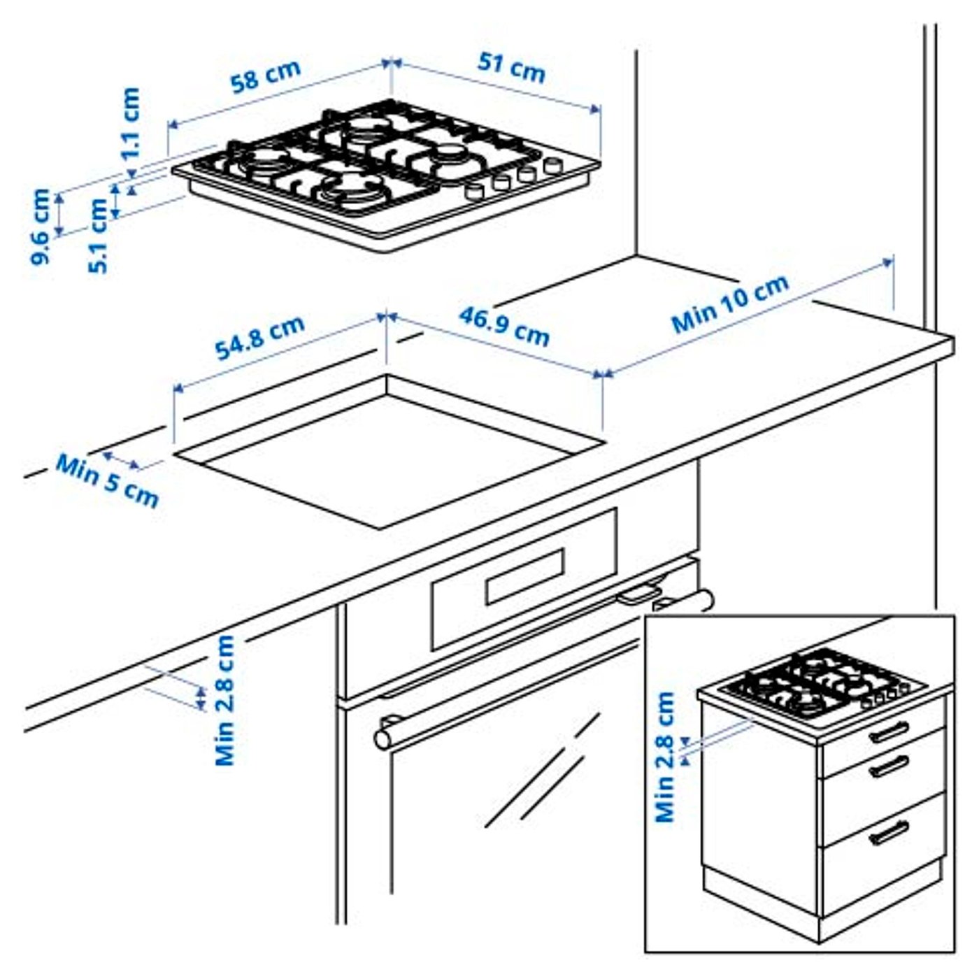 SMÅKOKA Piano cottura a gas, inox - IKEA IT