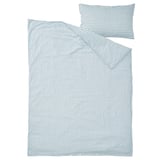 Set piumino e cuscino a righe azzurre, rettangolare, misto cotone-viscosa.