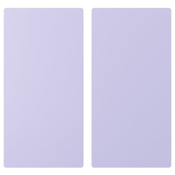 Due ante rettangolari identiche viola pastello affiancate. Design semplice e moderno con angoli arrotondati.