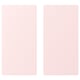 Due carte rettangolari di colore rosa chiaro, identiche per dimensioni e forma, sono affiancate su sfondo bianco.