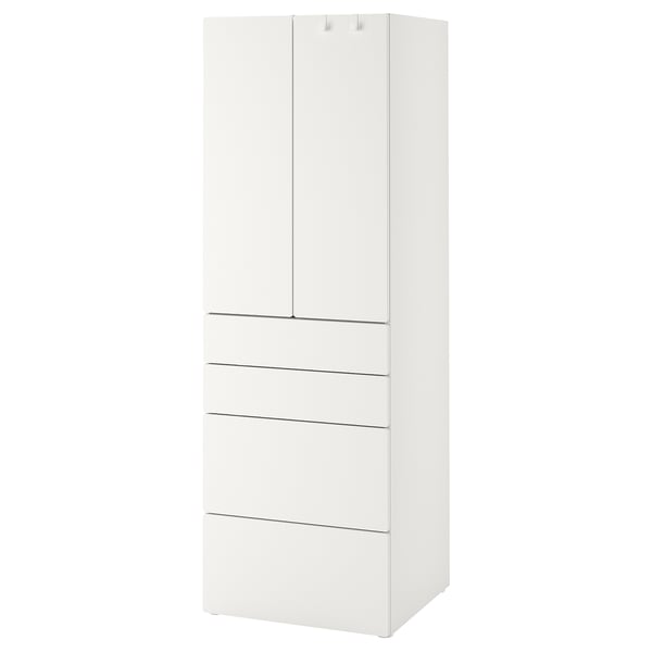 Armadio SMÅSTAD bianco, alto con cassetti, design elegante, ante con chiusura ammortizzata.