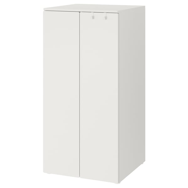 Armadio SMÅSTAD bianco, forma rettangolare, design semplice, realizzato in fibra di legno e truciolare.