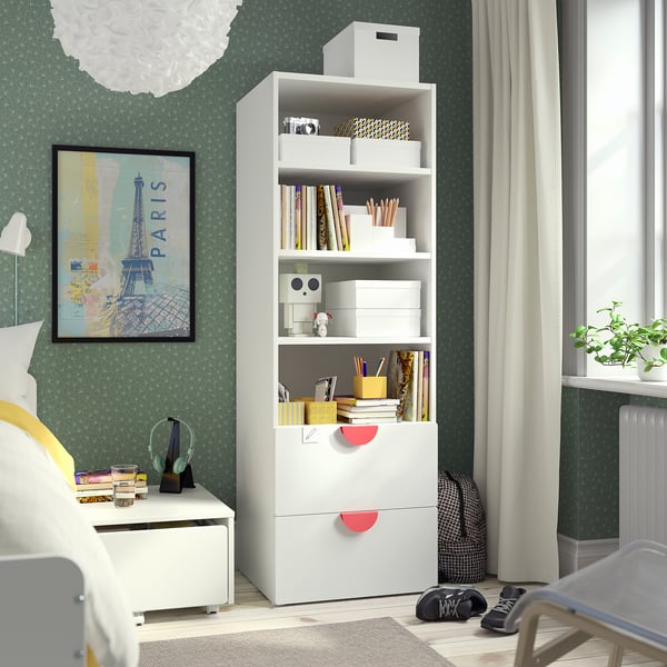 SMÅSTAD / PLATSA libreria, bianco con cornice/con 2 cassetti, 60x57x181 cm  - IKEA Italia