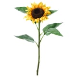 SMYCKA: girasole giallo, foglie verdi, plastica e acciaio, realistico, uso interno/esterno.