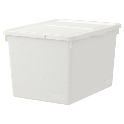 SOCKERBIT Contenitore con coperchio, bianco, 38x51x30 cm