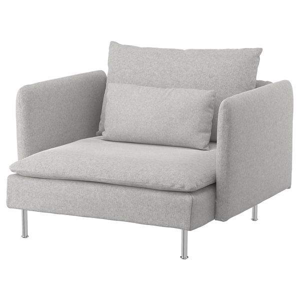 Sedia SÖDERHAMN grigio chiaro, tessuto morbido, design arrotondato.
