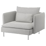 Sedia SÖDERHAMN grigio chiaro, tessuto morbido, design arrotondato.