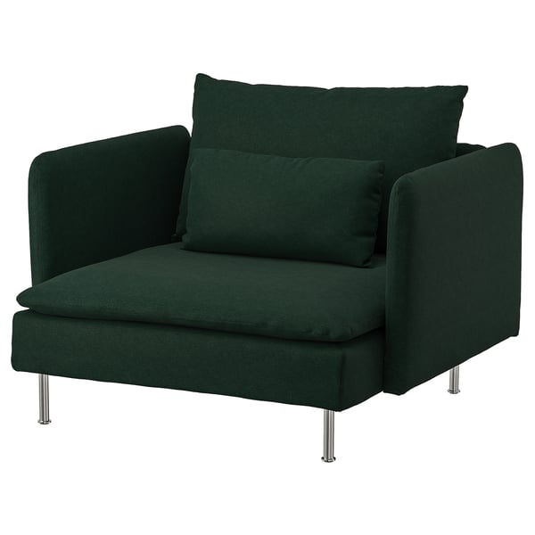 Poltrona SÖDERHAMN verde scuro con gambe in metallo