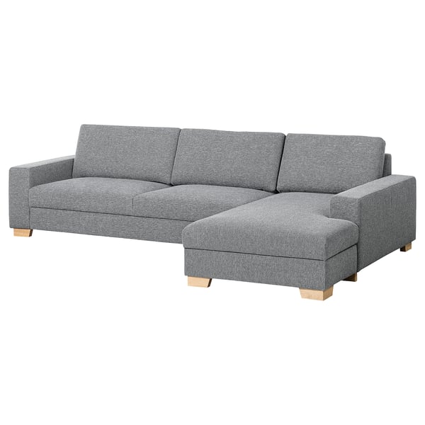 SÖRVALLEN Divano componibile a 3 posti in tessuto grigio, design scandinavo con morbidi cuscini.