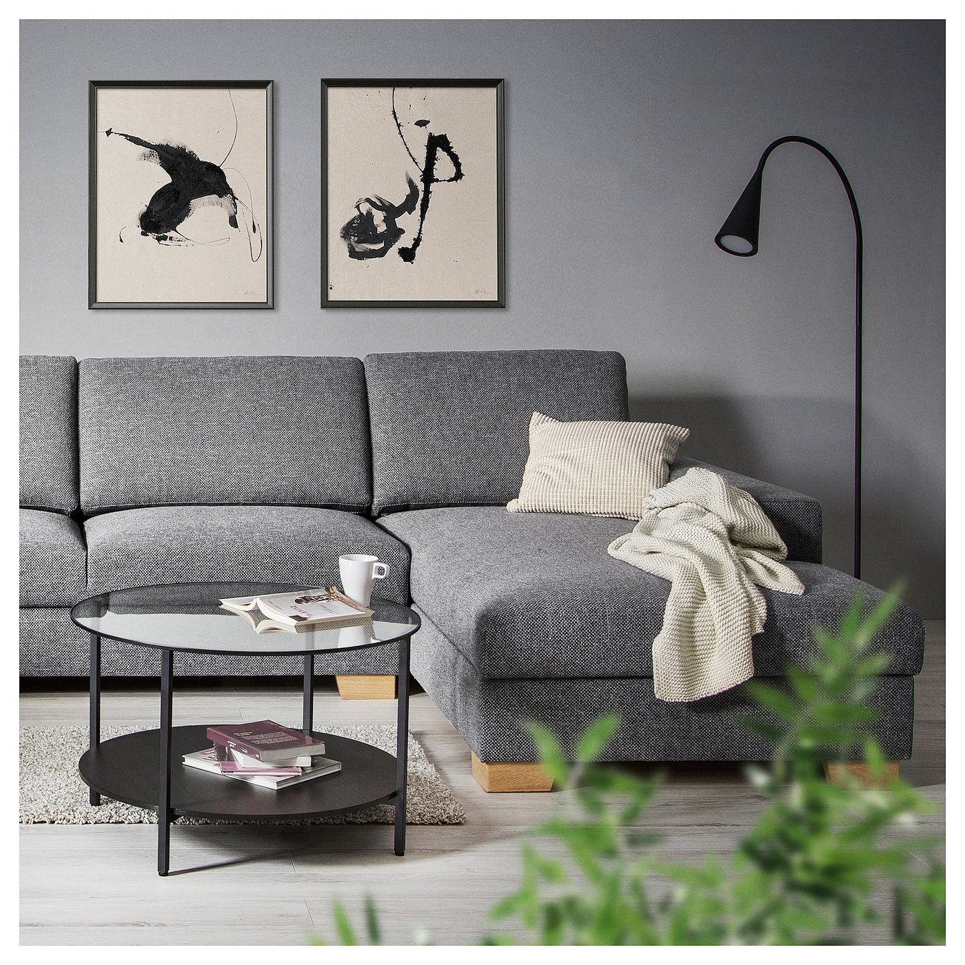 SÖRVALLEN divano a posti, con chaise-longue, destra/Lejde grigio