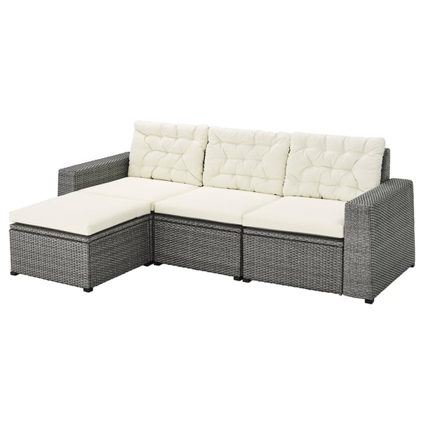 Solleron Divano Componibile 3 Posti Esterno Con Poggiapiedi Grigio Scuro Kuddarna Beige Ikea It