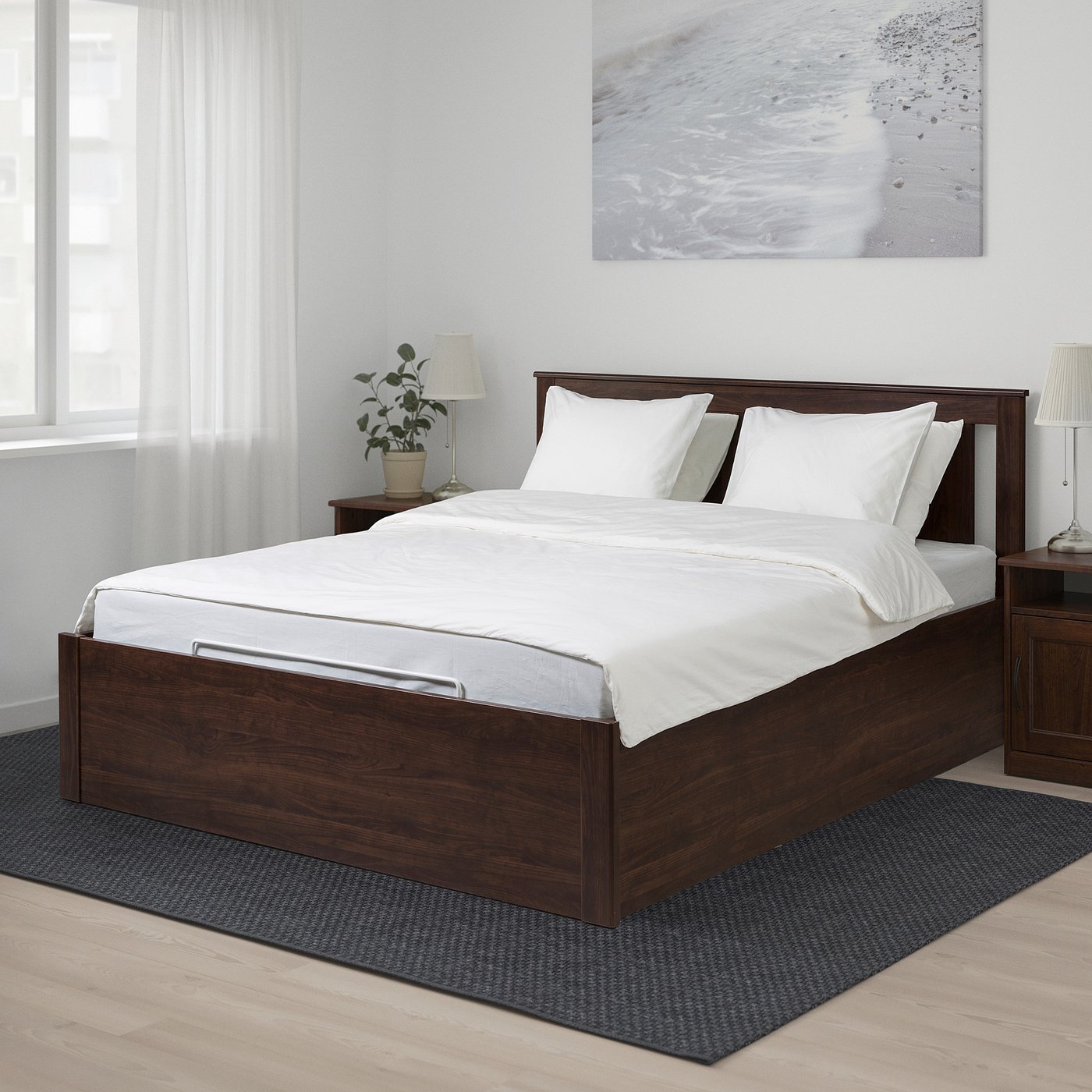 songesand struttura letto con contenitore marrone 160x200 cm