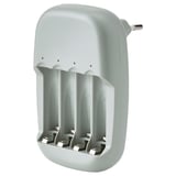 Caricabatterie STENKOL grigio: 4 slot, plastica, compatto.
