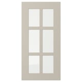 Armadio STENSUND beige con ante in vetro e pannelli incorniciati.