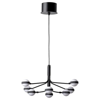 STORSLINGA Lampadario a LED, 8 bracci, nero/bianco, 70 cm