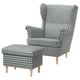 STRANDMON Poltrona con poggiapiedi, Sulviken blu/beige