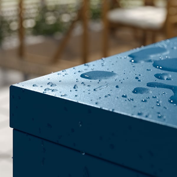 Armadio SUNDSÖ blu con gocce d'acqua, uso esterno.