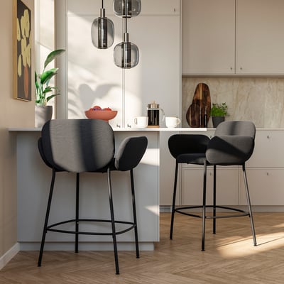 SYNTORP Sgabello bar con schienale, . nero/Knäbäck antracite, 66 cm