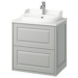TÄNNFORSEN mobile bagno grigio chiaro, sospeso con bordi smussati, lavabo in ceramica, rubinetteria cromata.