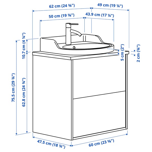 Illustrazione con le misure del prodotto: TÄNNFORSEN.