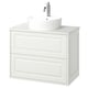 Mobile bagno TÄNNFORSEN bianco: lavabo rotondo, design classico, mobile a parete.
